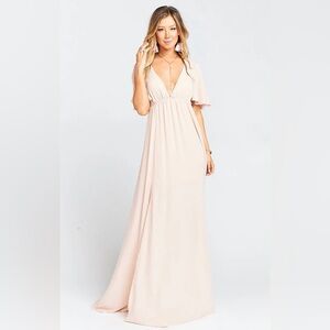 Show Me Your Mumu Faye Flutter Maxi Dress in Blush Pink